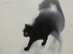 mymodernmet: Endre Penovác captures the aloofness, mystique and charm of fluffy cats in his expressive watercolor and ink paintings.