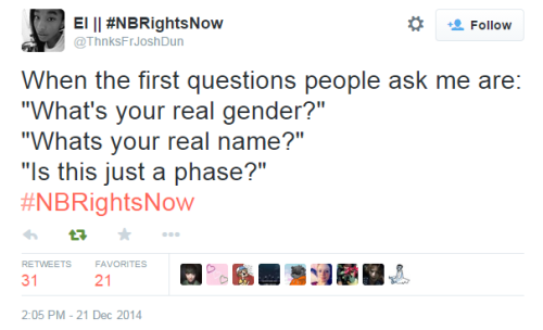 bikenesmith:  important discussion about nonbinary identity and erasure happening in the #NBRightsNo