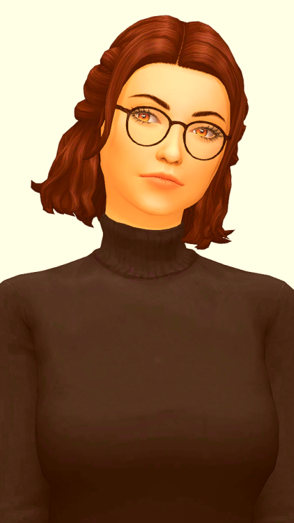 caelai-sims:Hair by @saurussimsEyebrows by @stretchskeletonGlasses by @rusty-ccTop by @mysteriousdan
