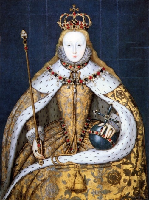 1558 Elizabeth I in coronation robes . c1600, unknown artist; copy of a lost original. This portrait