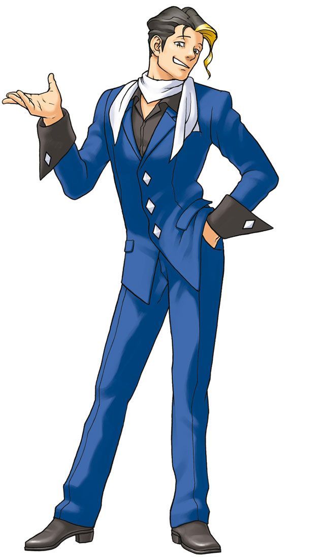 Gyakuten Saiban Ace Attorney Phoenix Wright Cosplay Costume Blue Lawyer Suit Tie 