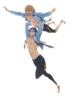 we-all-want-the-doitsu:  so i saw this post and it looked like these two belonged together.so i photo-shopped them and made it transparent. it looks like Rei is teaching Nagisa how to fly or something. 