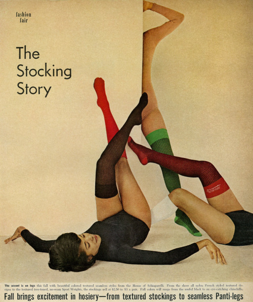 The Stocking Story - Ebony, August 1964 - Vol. 19, No. 10 1964 Fall Fashion, Fashion Fair, Legs with Colorful Stockings & Textured Hosiery, “The Stocking Story” by classic_film on Flickr            