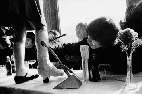 Photos of The Beatles during a press conference in Salzburg, Austria in March 1965 to continue filmi