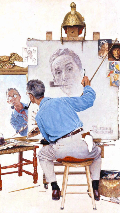 Norman Rockwell (1894 - 1978) Golden RuleTriple Self-PortraitGirl at MirrorSaying GraceThe RunawayBr