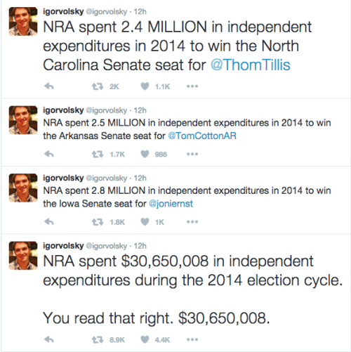 solarsematary:  kateoplis:  think-progress:  Lawmakers Offer ‘Prayers’ For Mass Shooting Victims, Receive Large Checks From The NRA Following Wednesday afternoon’s mass shooting in San Bernardino, California, which left at least 14 people dead,