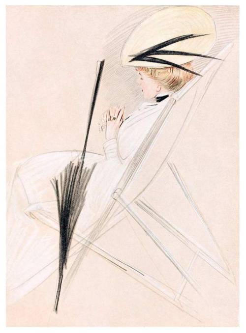 The Parasol.  Portrait illustration by Paul Helleu for the book, Paul Helleu, Peintre et Graveur, wr