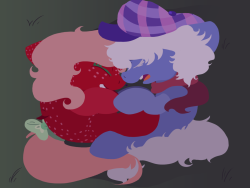 thesweetadventuresofstrawberry:  More random Misfit x Berry shipping because idk I just like the ship alot and I like drawing in line-less art. So have some random gay bbys sleeping outside.  omgcutebbys &lt;333