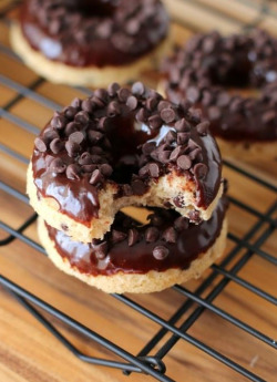 fullcravings:  Chocolate Chip Doughnuts   Rather have this than sex.