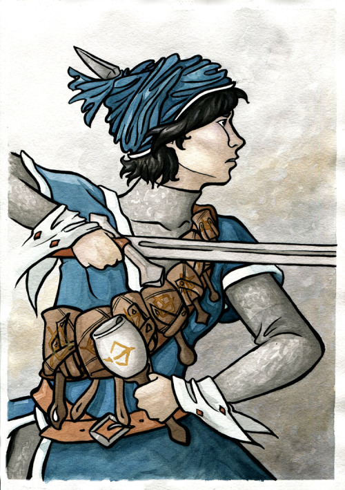 izzi-illustrates:The Abhorsen Sabriel.Brush pen, watercolour, hours of patience. I’ve missed p