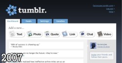 icantevenchooseafreakingname:  woodelf68:  mensolepienedilibri:  The evolution of Tumblr across the years.  I still can’t believe they hid the fucking likes. And the drafts,and the queue. And shortened ‘tumblr’ to just a ’t’. Not to mention