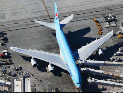 aviationgreats:  Korean Air A380 from above.