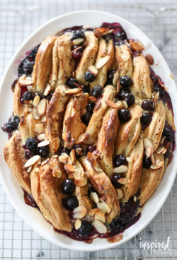 omg-yumtastic:  (Via: hoardingrecipes.tumblr.com)   Blueberry Almond Pancake Pudding - Get this recipe and more http://bit.do/dGsN  That looks amazing