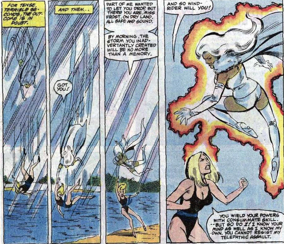 ororomunroe:  After kidnapping Storm and being defeated by Phoenix, Emma Frost then