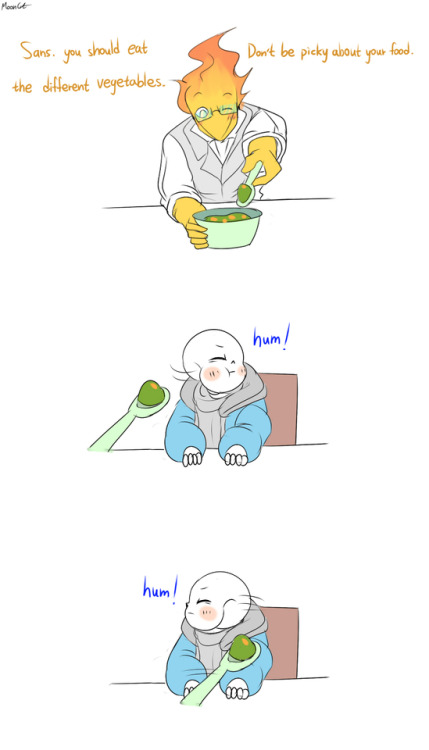mooncatyao:  [Food-2] Grillby & little Sans<First part>(Previous)/(NEXT)