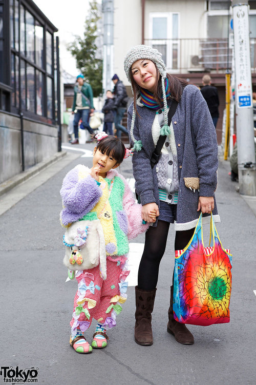 Adorable next generation Harajuku girl Moka wearing a colorful Jam coat and cute items mostly handma