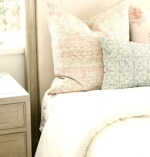 Master - BedroomLarge Coastal Master Bedroom Idea With White Walls, Beige Floor, And Porcelain Tile Ceiling