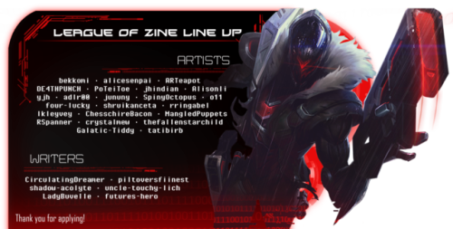 leagueofzines: Thank you, everyone for applying to the fanzine!  The mods honestly thought we would 