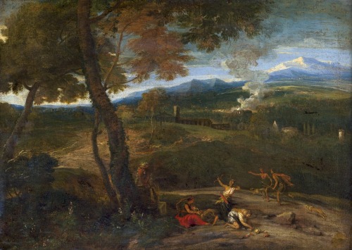 hildegardavon:Attributed to Gaspard Dughet, 1615-1675Arcadian landscape with Nymphs while hunting, n