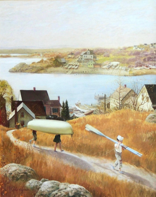 Children with Rowboat, Saturday Evening Post Cover -John Ford Clymer , 1953.American, 1907–1989Oil, 