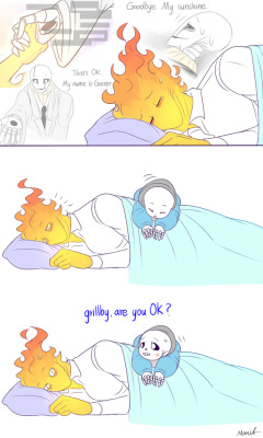 mooncatyao:  [Miss you] Grillby &amp; little SansAfter [Spokesman]  &lt;First part&gt;(Previous)/(NEXT)[GLS timeline]You can support me on KO-FI ~ ☕  About detail~