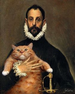 fatcatartru:El Greco, The Nobleman with his Cat on his Chest #FatCatArt #art #painting #cat #elgreco #crazycatguy #fatcat #gingertabby #catsofinstagram #catsoftheday