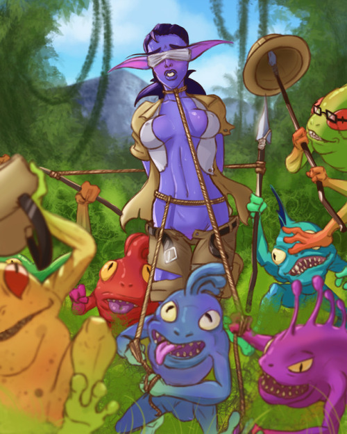 kataaoyoc: Elise’s real journey to Un'Goro Just a quick piece I put together, so nothing too fancy, I hope you all like it!  murloc in the front seems to be happy to finaly have found that special handbag it has always been looking for