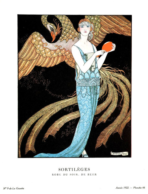 BARBIER, Georges. Sortilèges, Robe du Soir, De Beer, Gazette du Bon Ton, 1922. by Halloween HJB http