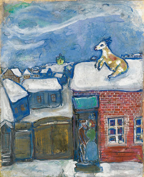 artist-chagall: A village in winter, 1930, Marc ChagallMedium: gouache,cardboardwww.wikiart.