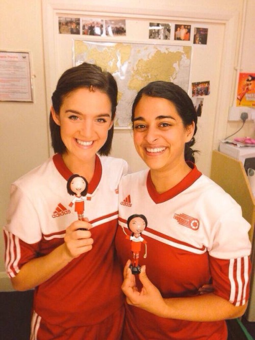 The stars of bend it like beckham the musical in the west end with their commissioned fabi doll coun