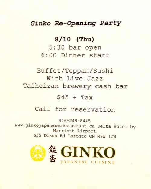 Call us to make a reservation today! (at Ginko Japanese restaurant)