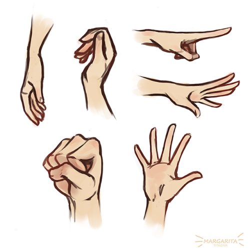 have sketched some basic hand poses for characters to remember them better.I usually create a librar