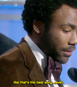 tearthatcherryout:Donald Glover accepting his award for Best Television Series -