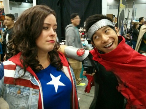 America Chavez was unimpressed with my non-Gillen Wiccan costume.  Also, a picture of what I wore to