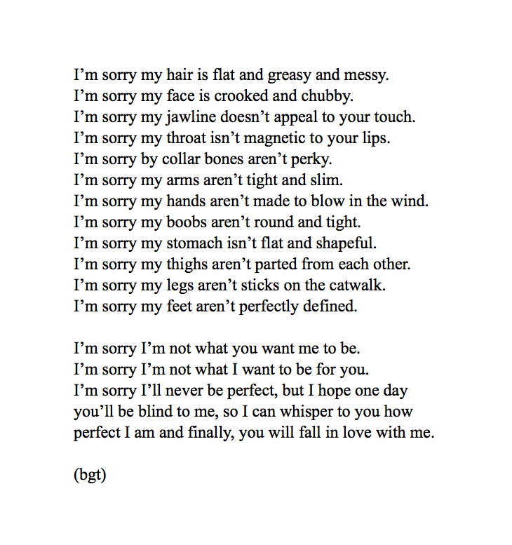 26letterscombined:  &ldquo;I’m sorry I’ll never be perfect&rdquo; by