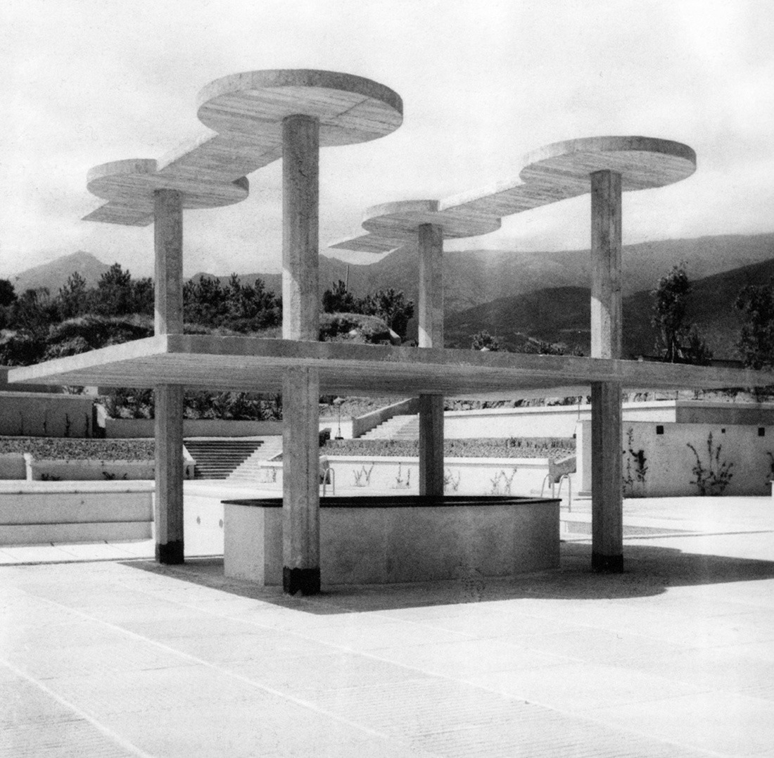 wmud:  ignazio gardella con m zanuso - trampolino della piscina, albergo, ristorante