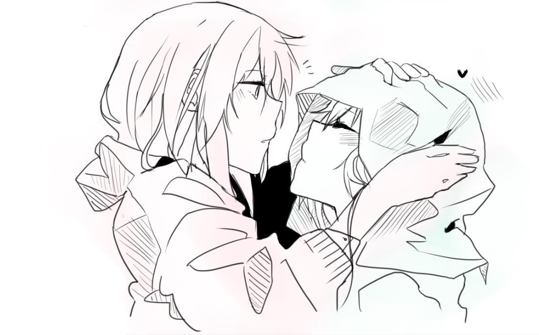 azure-zer0:  Forehead Kiss - Negitoro A small gift for a friend, I’ve been so busy