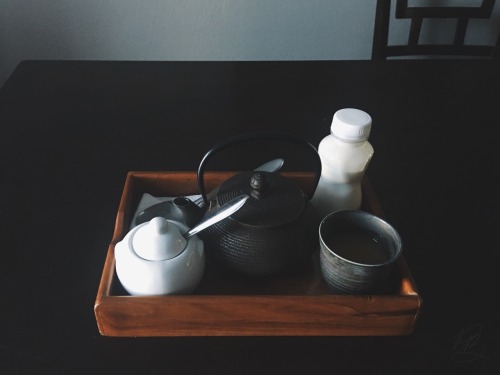 ohmywrittenword:Today’s self care recipe: a journal, brown ink, and Assam tea, with a half spo