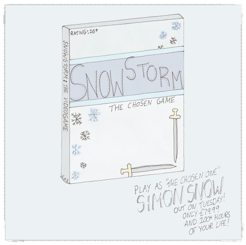 ninemagicks:Day 27: Snowstorm“I am not happy about this.”“It’s your own fault for being so bloody he