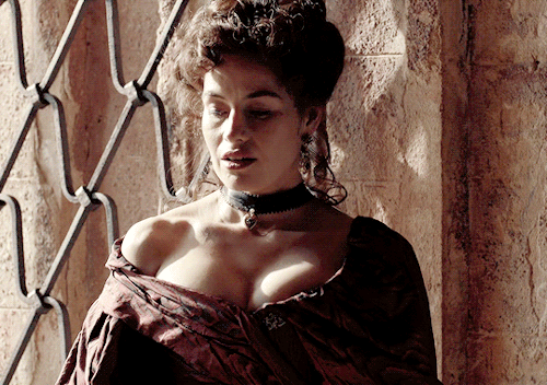 thewildmother:MAIMIE MCCOYas Milady de Winter in The Musketeers (S01E09)