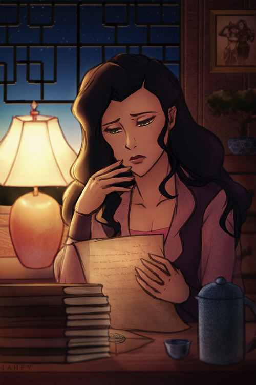 iahfy: my piece for the recent korrasami zine by @catstealers-zines​. I tried to illustrate the scen