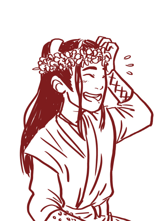 littlesmartart:Silvarbelle bought me a coffee and asked for wei wuxian in a flower crown, and CoatNT