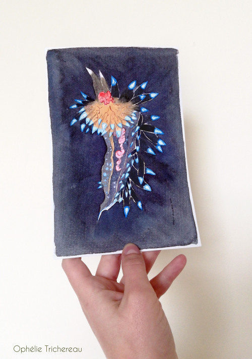  “Sea slug”“Nudibranche”Original painting.Watercolor, gouache and ink on pap