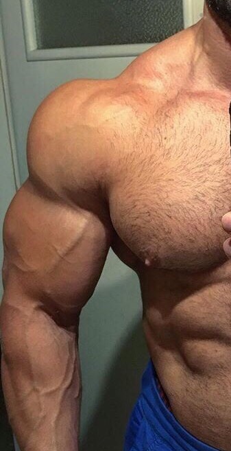 musclehunkymen:Enjoying a close-up muscle view. Yep def my kind of VIEW and just the right amt of ha