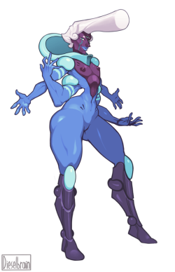 dieselbrain:  Another year, another redesign for Paizelli to distance them from their awful gemsona roots. I decided to go in a more androgynous direction in their default state, with the baps and dong just being something they can form at will, among