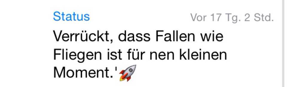 whatsapp-status:  Verrückt das fallen wie fliegen ist für ‘nen kleinen Moment.