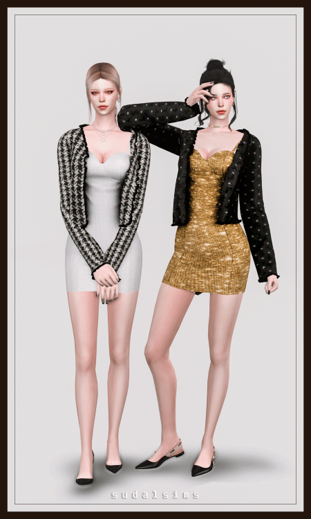 sudal-sims:[sudal] Strap Dress & Cardigan▶ All lod▶ Specular Map ▶ Dress - 30 Swatch▶ Cardigan