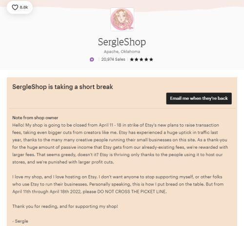 cleonibbles:sergle: My shop will be temporarily closed to protest the newly hiked Etsy fees being en