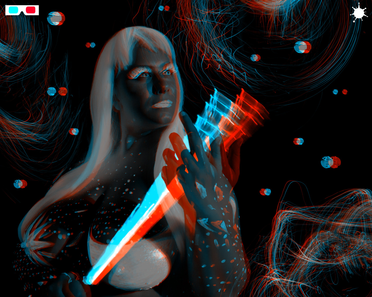 London Andrews / Light Whip - Anaglyph 3D (red/cyan glasses)3D lenticular prints