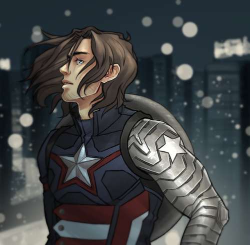 hello-shellhead: Bucky Cap on a rooftop! Outfit based on this design I made last year. :)honestly, i